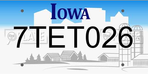 7TET026 Iowa License Plate