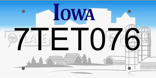 7TET076 Iowa License Plate