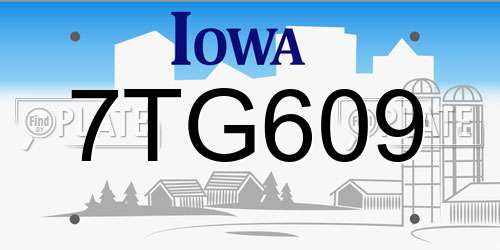 7TG609 Iowa License Plate