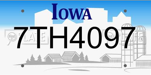 7TH4097 Iowa License Plate