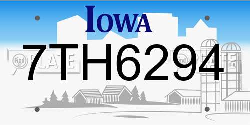 7TH6294 Iowa License Plate