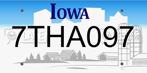 7THA097 Iowa License Plate