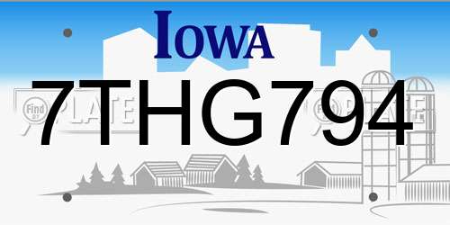 7THG794 Iowa License Plate