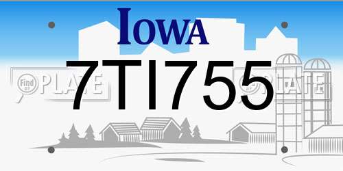 7TI755 Iowa License Plate