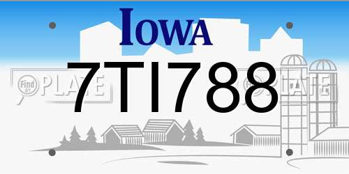 7TI788 Iowa License Plate