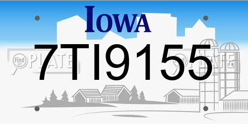 7TI9155 Iowa License Plate