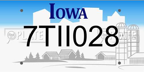 7TII028 Iowa License Plate