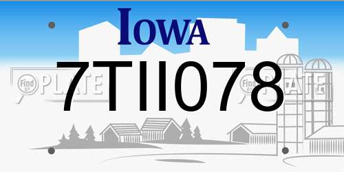 7TII078 Iowa License Plate