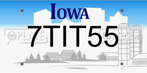 7TIT55 Iowa License Plate