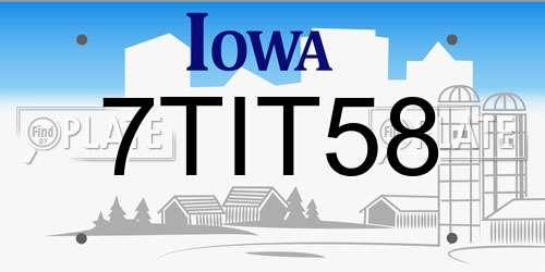 7TIT58 Iowa License Plate