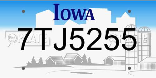 7TJ5255 Iowa License Plate
