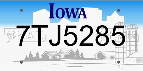 7TJ5285 Iowa License Plate