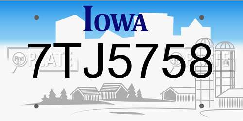 7TJ5758 Iowa License Plate