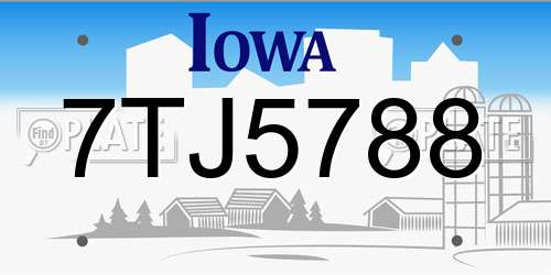 7TJ5788 Iowa License Plate