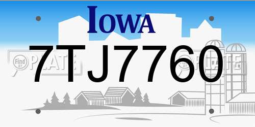 7TJ7760 Iowa License Plate