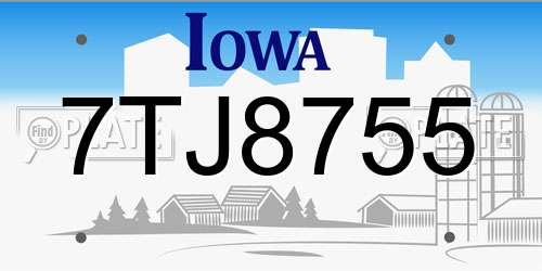 7TJ8755 Iowa License Plate