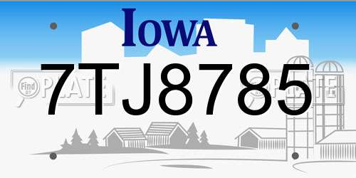 7TJ8785 Iowa License Plate