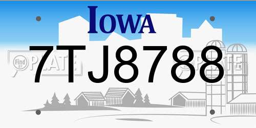 7TJ8788 Iowa License Plate