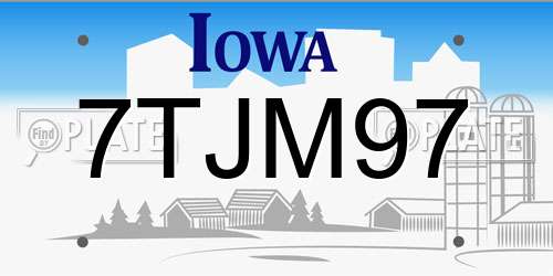 7TJM97 Iowa License Plate