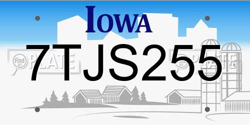 7TJS255 Iowa License Plate