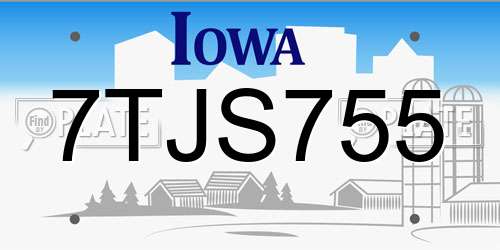 7TJS755 Iowa License Plate