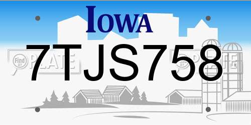 7TJS758 Iowa License Plate