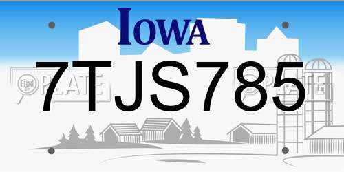7TJS785 Iowa License Plate
