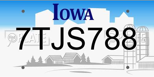 7TJS788 Iowa License Plate