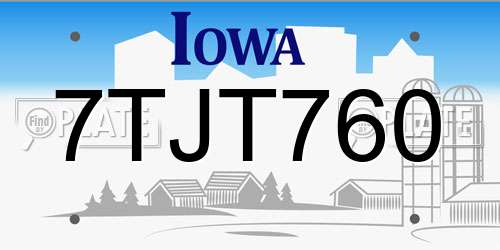 7TJT760 Iowa License Plate