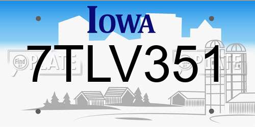 7TLV351 Iowa License Plate