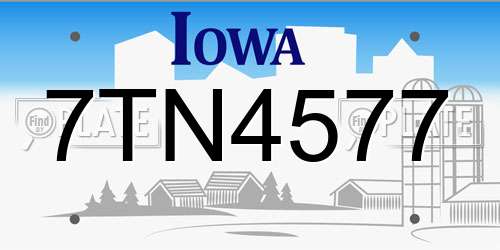 7TN4577 Iowa License Plate
