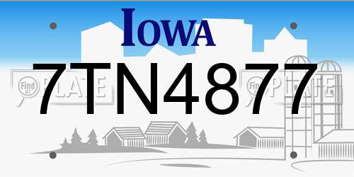 7TN4877 Iowa License Plate