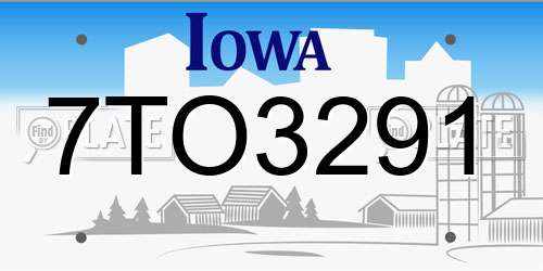 7TO3291 Iowa License Plate