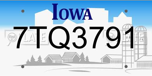 7TQ3791 Iowa License Plate