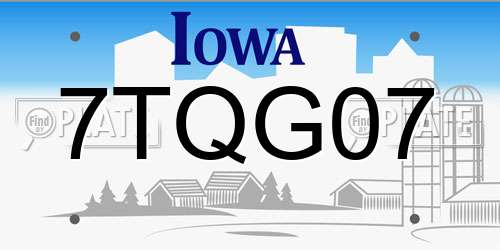 7TQG07 Iowa License Plate