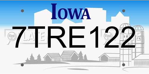 7TRE122 Iowa License Plate