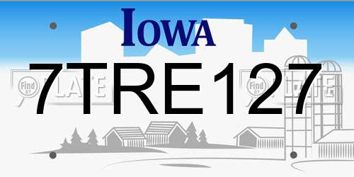 7TRE127 Iowa License Plate