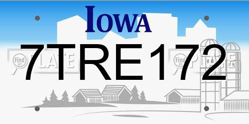 7TRE172 Iowa License Plate