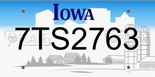 7TS2763 Iowa License Plate