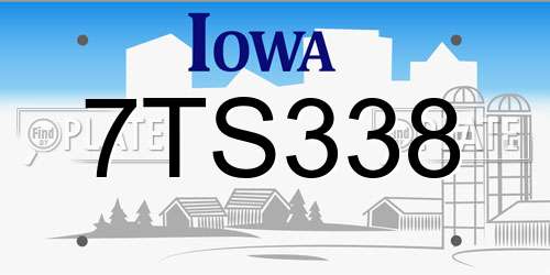 7TS338 Iowa License Plate