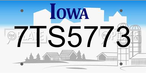 7TS5773 Iowa License Plate