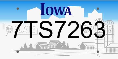 7TS7263 Iowa License Plate