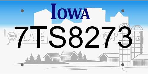 7TS8273 Iowa License Plate