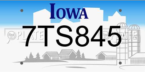 7TS845 Iowa License Plate