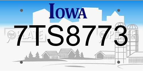 7TS8773 Iowa License Plate