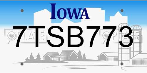 7TSB773 Iowa License Plate