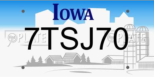7TSJ70 Iowa License Plate