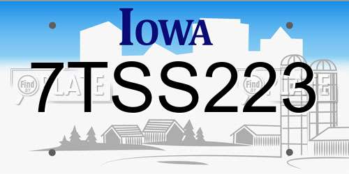 7TSS223 Iowa License Plate