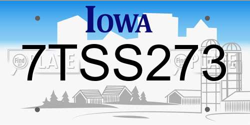 7TSS273 Iowa License Plate