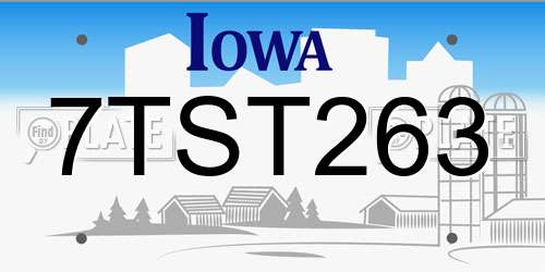 7TST263 Iowa License Plate